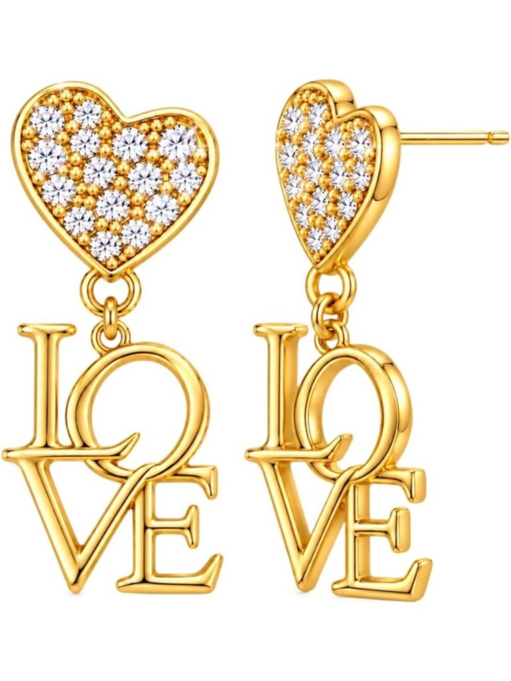 Gold Heart Dorp Dangle Earrings for Women LOVE Valentines Day Jewelry Gift